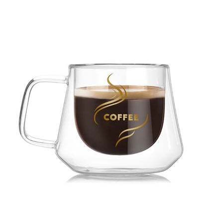 Double Wall Mug Office Mugs Heat Insulation Double Coffee Mug Coffee Glass Cup, Style:Labeled-garmade.com