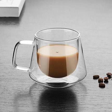 Double Wall Mug Office Mugs Heat Insulation Double Coffee Mug Coffee Glass Cup, Style:No label-garmade.com