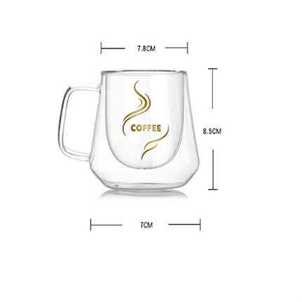Double Wall Mug Office Mugs Heat Insulation Double Coffee Mug Coffee Glass Cup, Style:No label-garmade.com