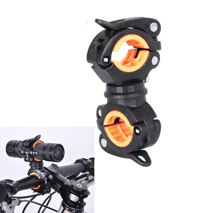 360 Lamp Holder Bicycle Flashlight Lamp Clip Fixing Bracket(Black Orange)-garmade.com
