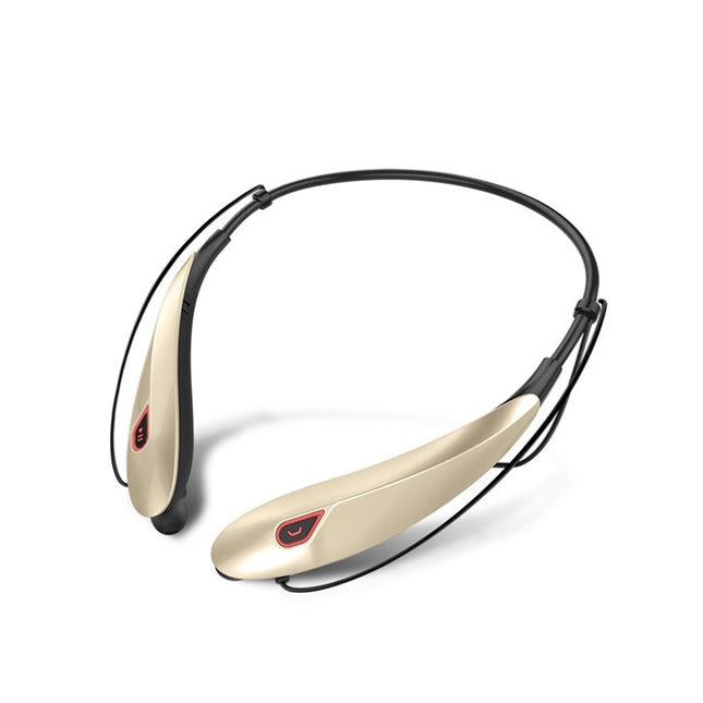 Large Capacity Battery Handsfree Sport Wireless Bluetooth Stereo Earphones with Mic(Gold Red)-garmade.com