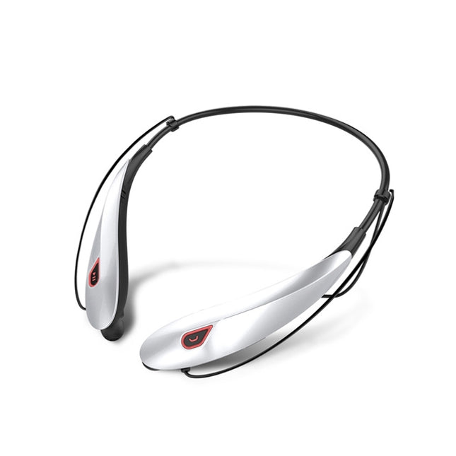 Large Capacity Battery Handsfree Sport Wireless Bluetooth Stereo Earphones with Mic(White Red)-garmade.com