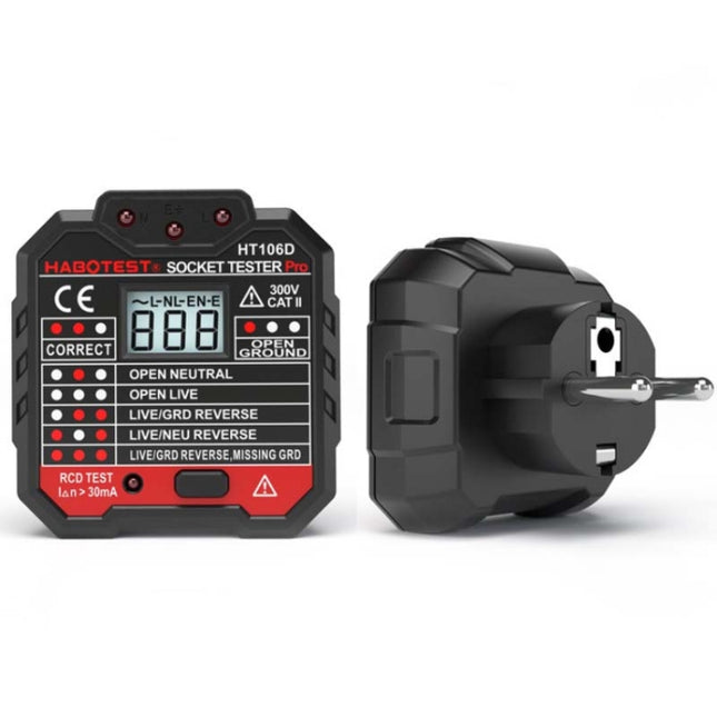 HT106 Socket Testers Voltage Test Detector Ground Line Neutral Line Live Line Leakage Electroscope(EU Plug)-garmade.com