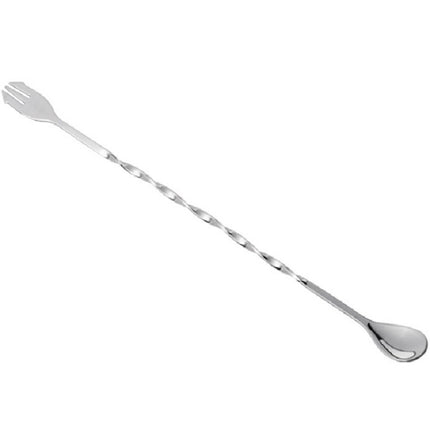 2 PCS Stainless Steel Long Handle Fork Spoon Cocktail Ice Stirrer Double Head Wine Mixing Stick-garmade.com