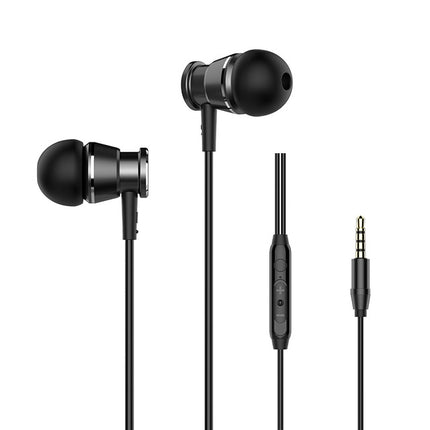 Langsdom M305 Bass Earphone for Phone 3.5mm In-ear Metal Earphones with HD Mic Earbuds for xiaomi iPhone Samsung(M305 Black)-garmade.com