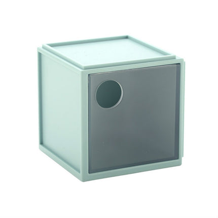 Square Plastic Desktop Storage Box(Blue)-garmade.com