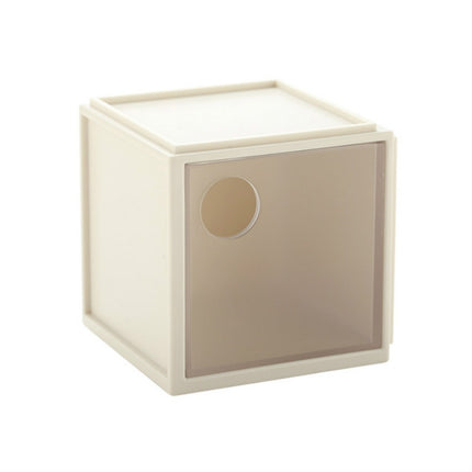 Square Plastic Desktop Storage Box(Beige)-garmade.com