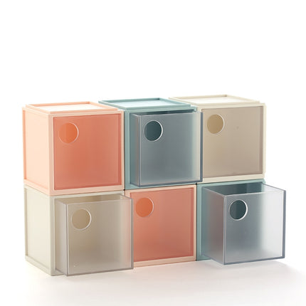 Square Plastic Desktop Storage Box(Beige)-garmade.com