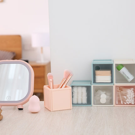 Square Plastic Desktop Storage Box(Beige)-garmade.com