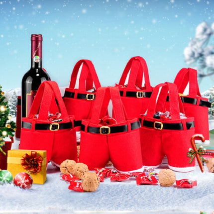Santa Claus Suspenders Pants Candy Bottle Gift Bag Decoration-garmade.com