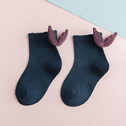 Girls Fashion Personality Wings Socks Baby Cotton Socks, Color:Dark blue(S)-garmade.com