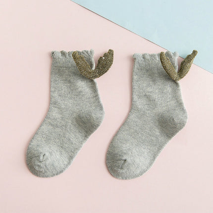 Girls Fashion Personality Wings Socks Baby Cotton Socks, Color:Light Gray(S)-garmade.com