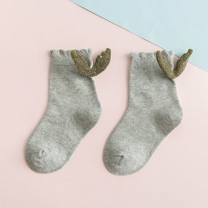 Girls Fashion Personality Wings Socks Baby Cotton Socks, Color:Light Gray(M)-garmade.com