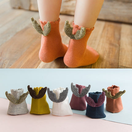 Girls Fashion Personality Wings Socks Baby Cotton Socks, Color:Ginger Red(S)-garmade.com