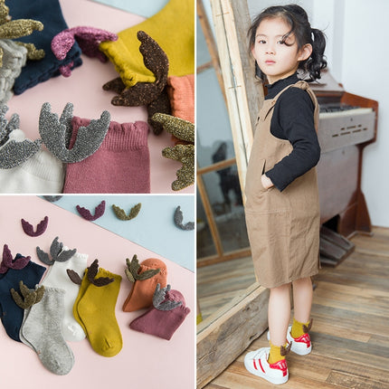 Girls Fashion Personality Wings Socks Baby Cotton Socks, Color:Ginger Red(M)-garmade.com