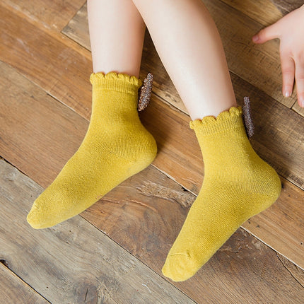 Girls Fashion Personality Wings Socks Baby Cotton Socks, Color:Ginger Red(L)-garmade.com