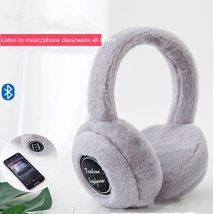 Bluetooth Earmuffs Winter Plush Windproof Men And Women Ear Cover(Gray)-garmade.com