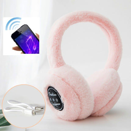 Bluetooth Earmuffs Winter Plush Windproof Men And Women Ear Cover(Pink)-garmade.com