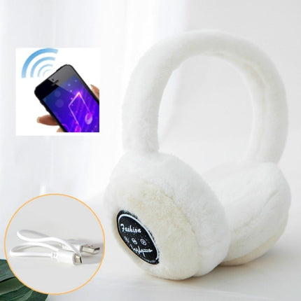 Bluetooth Earmuffs Winter Plush Windproof Men And Women Ear Cover(White)-garmade.com