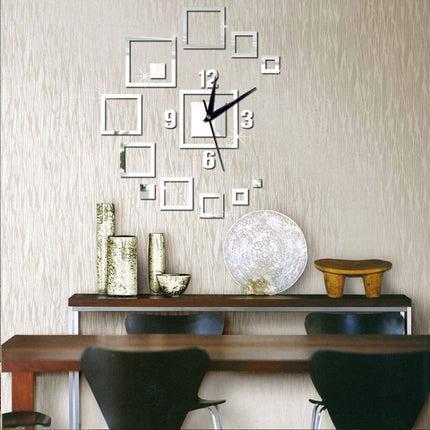 Wall Clocks Mirror 3D Stereo Acrylic Living Room Bedroom Decoration Wall Clock Fashion DIY Creative Wall Clock(Gold)-garmade.com