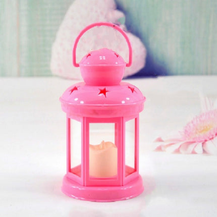 Hollow Star Iron Candle Holder Metal Crafts Portable Candle Holder Decoration(Pink)-garmade.com