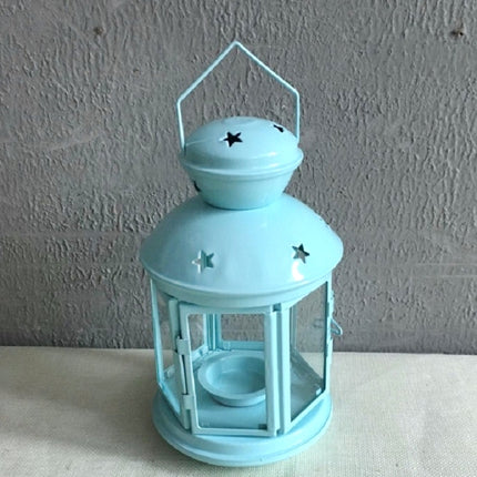 Hollow Star Iron Candle Holder Metal Crafts Portable Candle Holder Decoration(Blue)-garmade.com