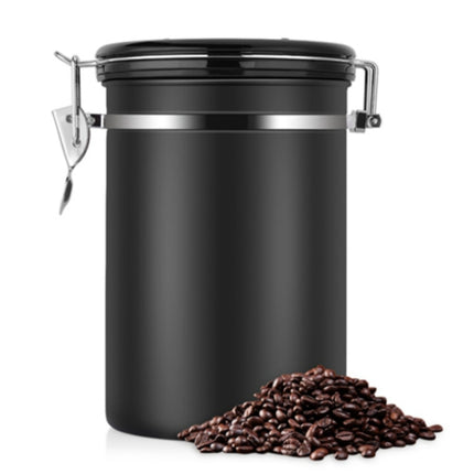Coffee Container Stainless Steel Tea Storage Chests Black Kitchen Sotrage Canister Coffee Tea Caddies Teaware(Black)-garmade.com
