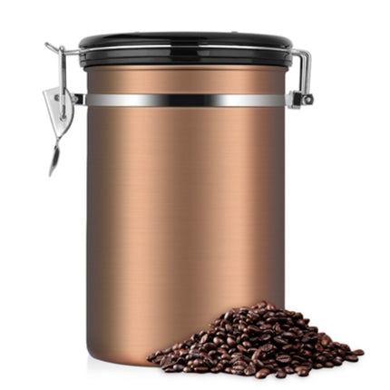 Coffee Container Stainless Steel Tea Storage Chests Black Kitchen Sotrage Canister Coffee Tea Caddies Teaware(Gold)-garmade.com