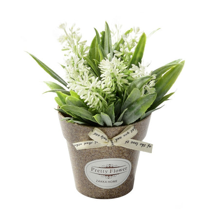 2 PCS Fake Flowers Grass With Plastic Artificial Potted Flowers For Rustic Garden Farmhouse Decoration(White)-garmade.com