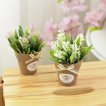 2 PCS Fake Flowers Grass With Plastic Artificial Potted Flowers For Rustic Garden Farmhouse Decoration(White)-garmade.com