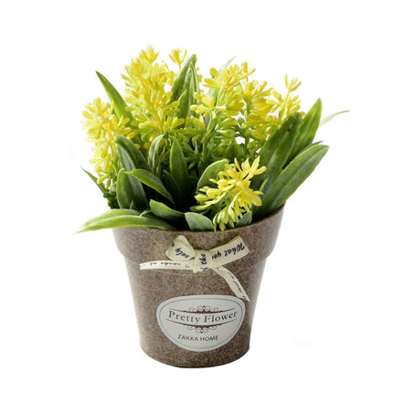2 PCS Fake Flowers Grass With Plastic Artificial Potted Flowers For Rustic Garden Farmhouse Decoration(Yellow)-garmade.com