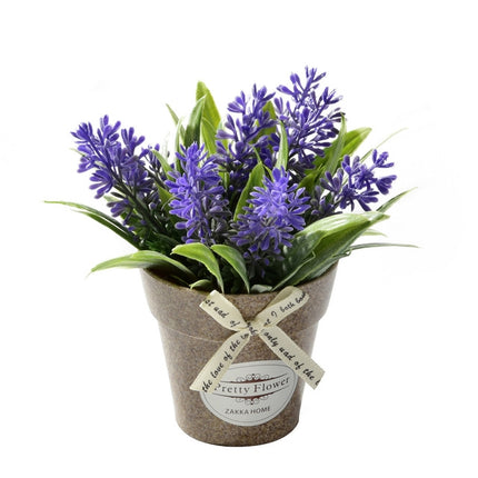 2 PCS Fake Flowers Grass With Plastic Artificial Potted Flowers For Rustic Garden Farmhouse Decoration(Purple)-garmade.com