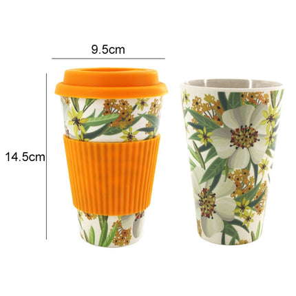 400ML Reusable Bamboo Fibre Coffee Cups Silicone Eco Friendly Travel Coffee Mugs(Yellow)-garmade.com
