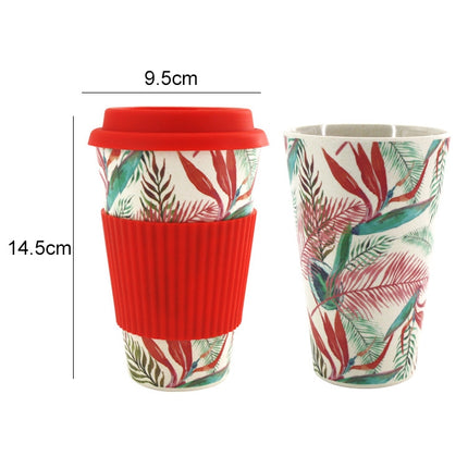 400ML Reusable Bamboo Fibre Coffee Cups Silicone Eco Friendly Travel Coffee Mugs(Red)-garmade.com
