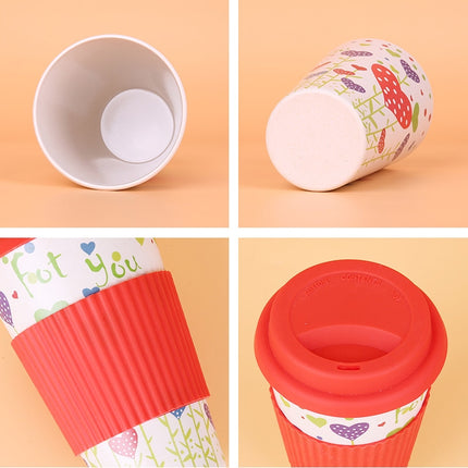 400ML Reusable Bamboo Fibre Coffee Cups Silicone Eco Friendly Travel Coffee Mugs(Red)-garmade.com