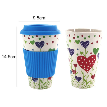 400ML Reusable Bamboo Fibre Coffee Cups Silicone Eco Friendly Travel Coffee Mugs(Blue)-garmade.com