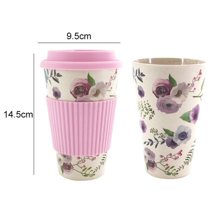 400ML Reusable Bamboo Fibre Coffee Cups Silicone Eco Friendly Travel Coffee Mugs(Pink)-garmade.com