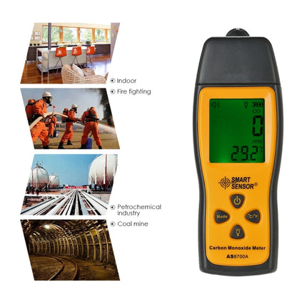 Smart Sensor AS8700A Handheld Carbon Monoxide Meter High Precision Digital CO Leak Detector Analyzer, Sound Light Alarm, Range: 0-1000ppm-garmade.com
