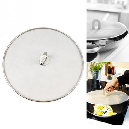 2 PCS Stainless Steel Oil Proof Cover Fried Oil Splash Proof Net Cover Pizza Tray Kitchen Gadget, Size:33cm(Stainless steel)-garmade.com