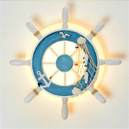 Blue LED Creative Helmsman Modern Minimalist Children Lamp Indoor Lighting Wall Lamp, Color Temperature:Warm White (2700-3500K)-garmade.com