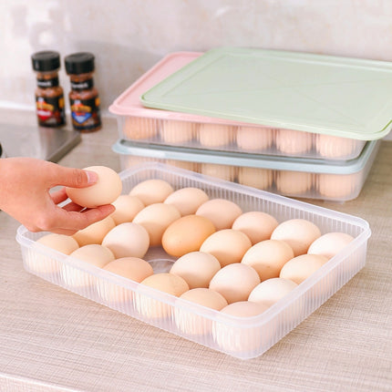 24 Grid Eggs Groove Plastic Shatterproof Refrigerator Storage Cabinets(Blue)-garmade.com