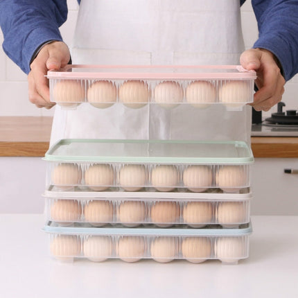 24 Grid Eggs Groove Plastic Shatterproof Refrigerator Storage Cabinets(Green)-garmade.com