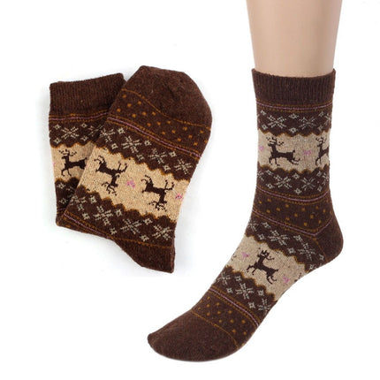 5 Pairs Men and Women Warm Christmas Design Casual Knit Wool Socks Party Supplies，Random Color Delivery-garmade.com