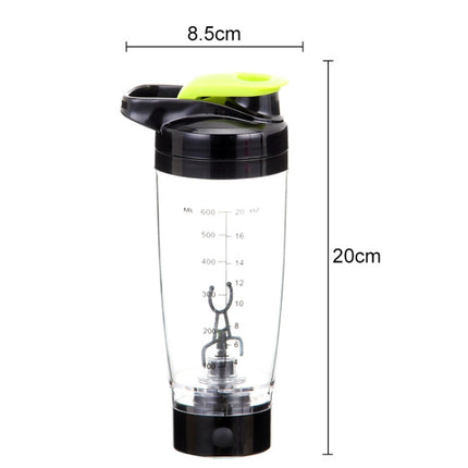 600ML Mixer Water Bottle Portable Electric Protein Automatic Creative Coffee Milk Cup(green)-garmade.com