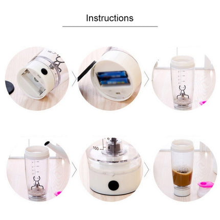 600ML Mixer Water Bottle Portable Electric Protein Automatic Creative Coffee Milk Cup(green)-garmade.com