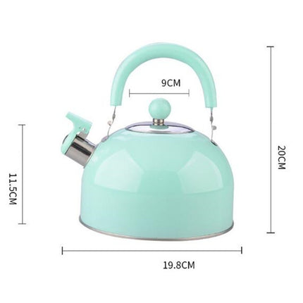 Non Magnetic Thick Stainless Steel Whistle Kettle Dome Whistle Kettle, Color:2.5L natural color-garmade.com