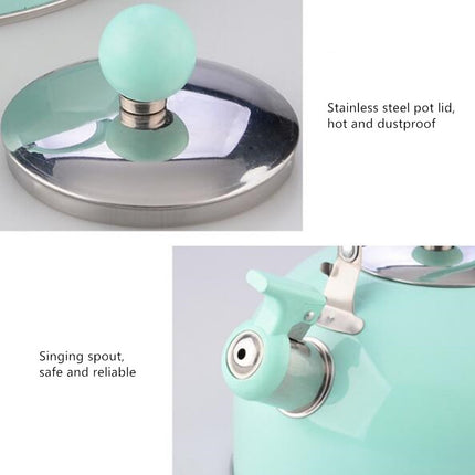 Non Magnetic Thick Stainless Steel Whistle Kettle Dome Whistle Kettle, Color:2.5L natural color-garmade.com