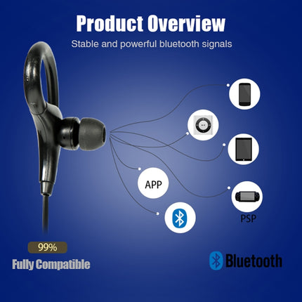 AiWei BT-01 Wireless Bluetooth Earphone with Microphone Hook Sports Earphone(Black)-garmade.com