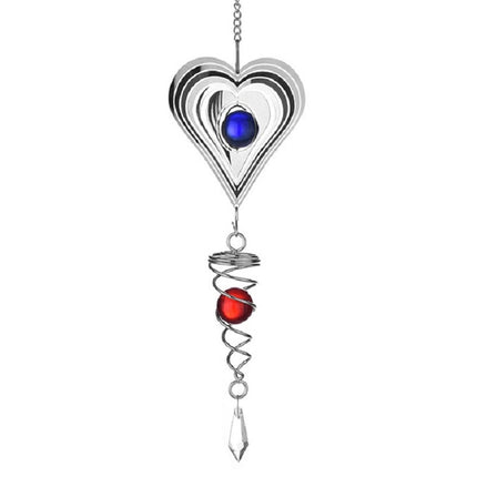 Crystal Stainless Steel Mirror Three-dimensional Rotating Wind Chime(Heart-shaped)-garmade.com