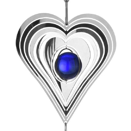 Crystal Stainless Steel Mirror Three-dimensional Rotating Wind Chime(Heart-shaped)-garmade.com